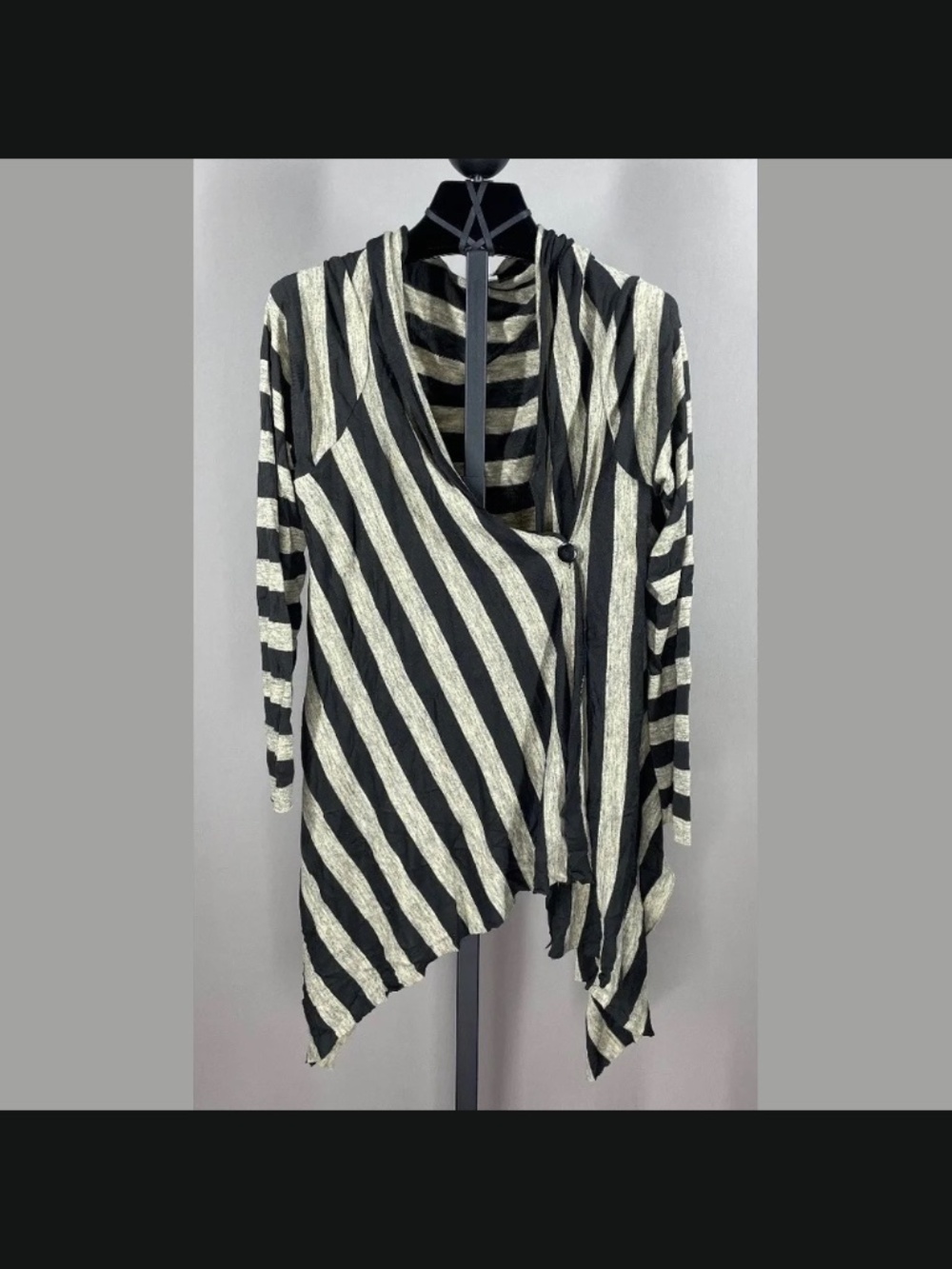 Mystree Sweater Womens Medium Large black brown cardigan anthropologie boho wrap